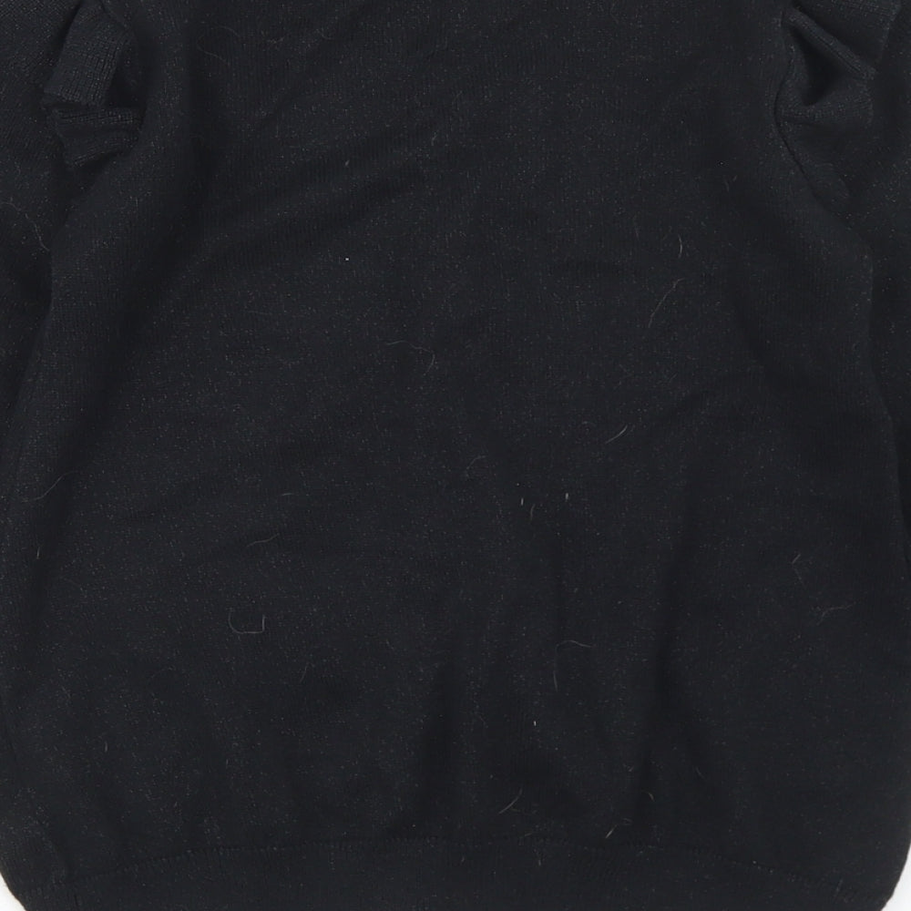 F&F Girls Black Crew Neck  Cotton Cardigan Jumper Size 11-12 Years  Button