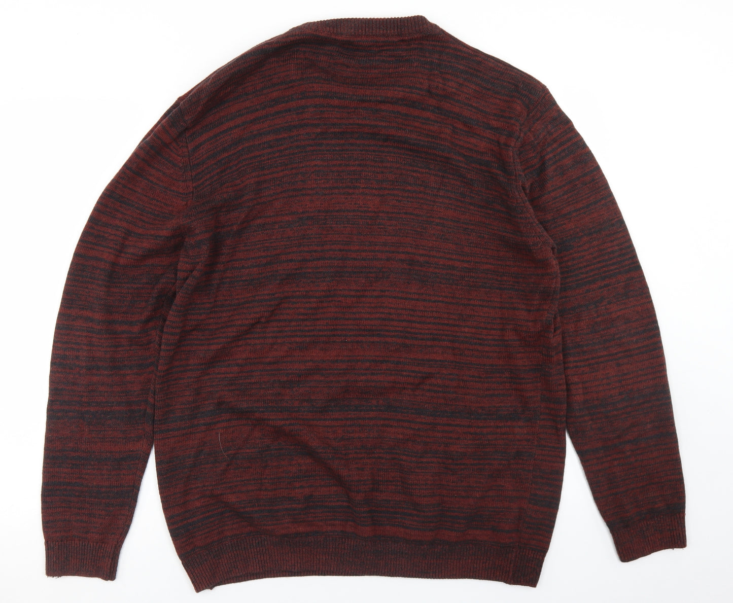 NEXT Mens Brown Crew Neck Striped Cotton Pullover Jumper Size XL