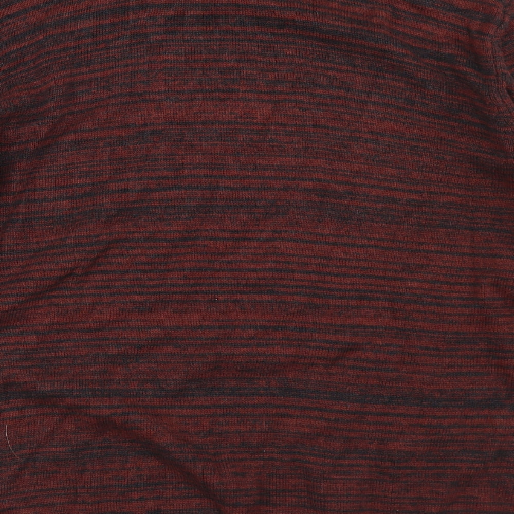 NEXT Mens Brown Crew Neck Striped Cotton Pullover Jumper Size XL