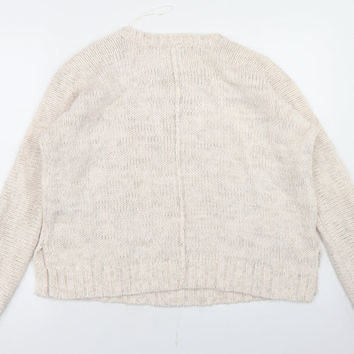 New Look Womens Beige Round Neck  Acrylic Pullover Jumper Size 10