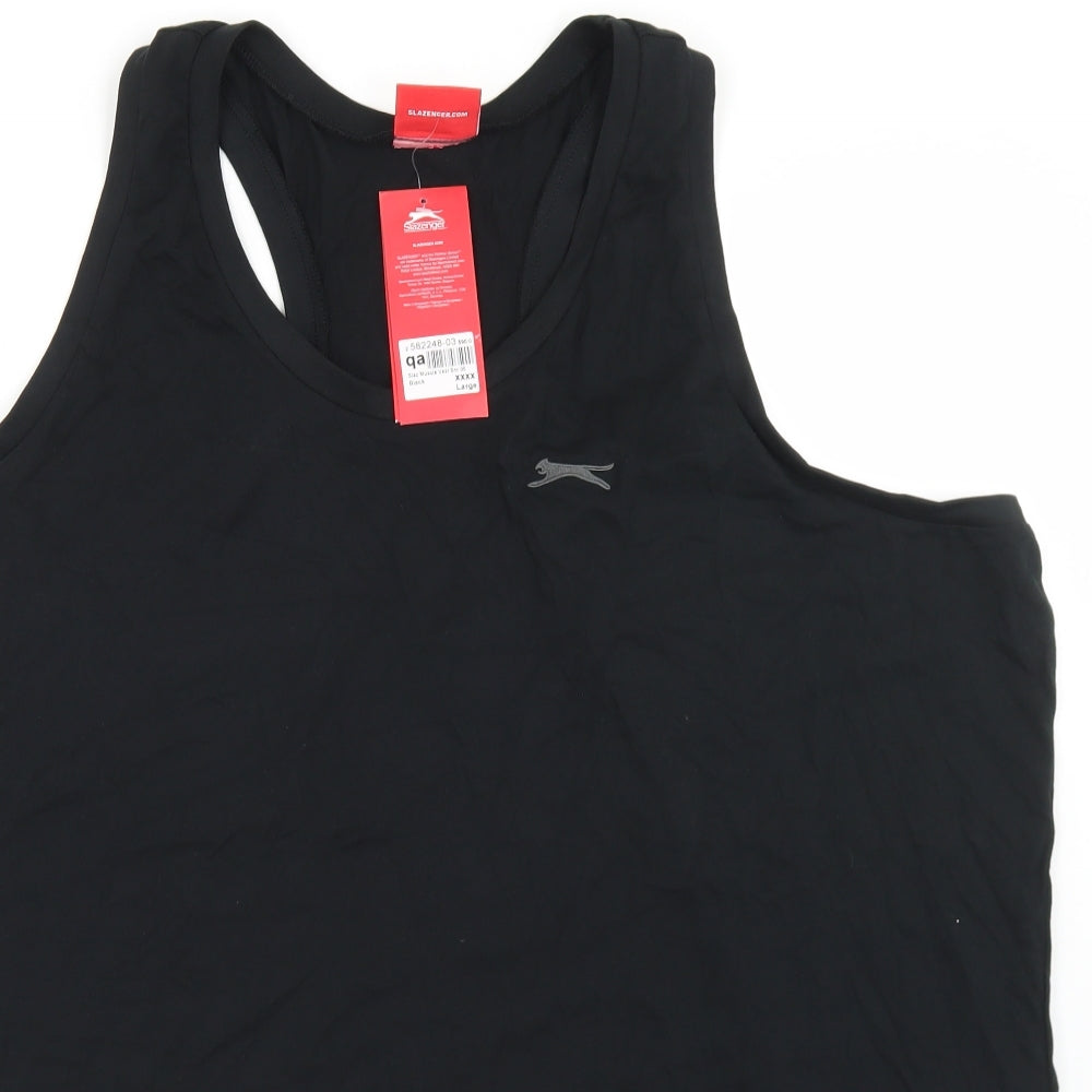 Slazenger Mens Black  Cotton Basic Tank Size 4XL Round Neck