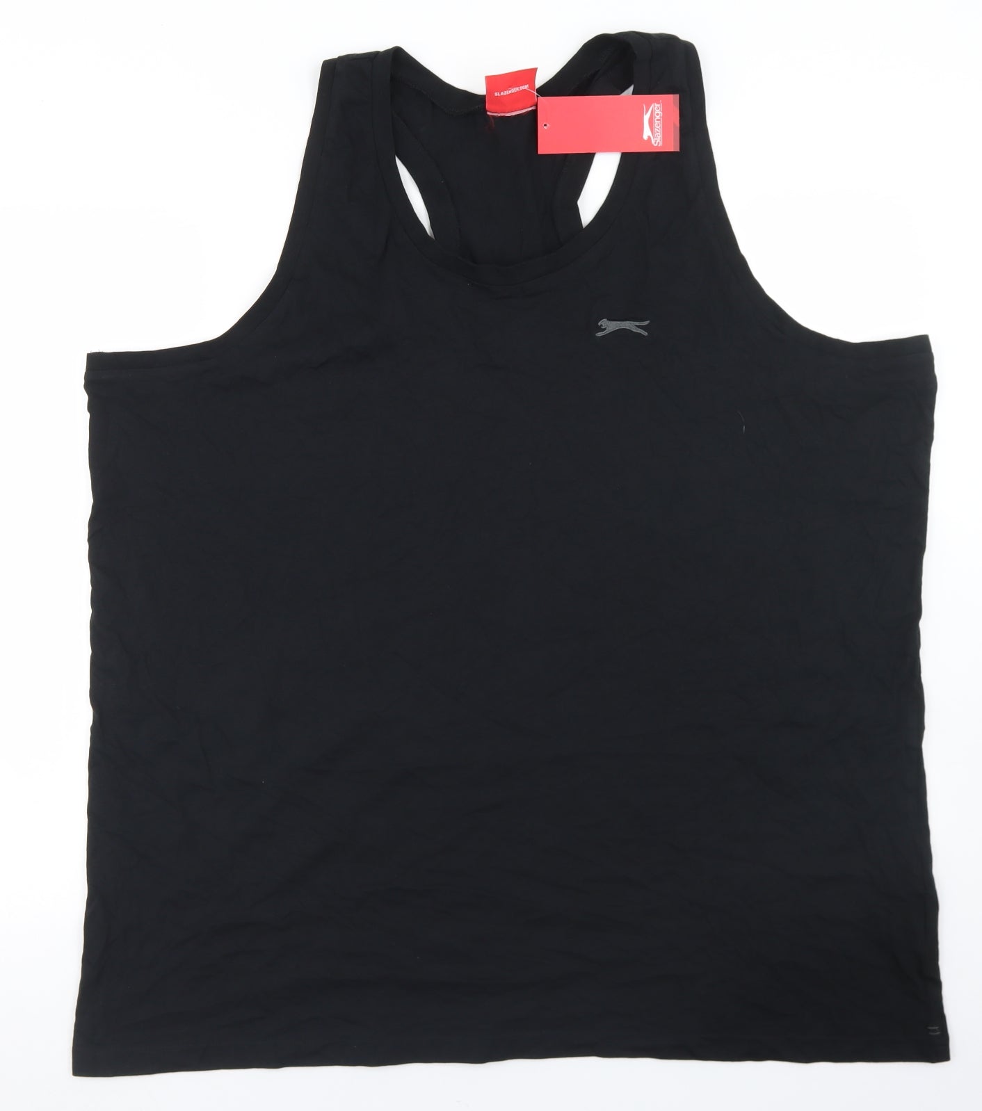 Slazenger Mens Black  Cotton Basic Tank Size 4XL Scoop Neck