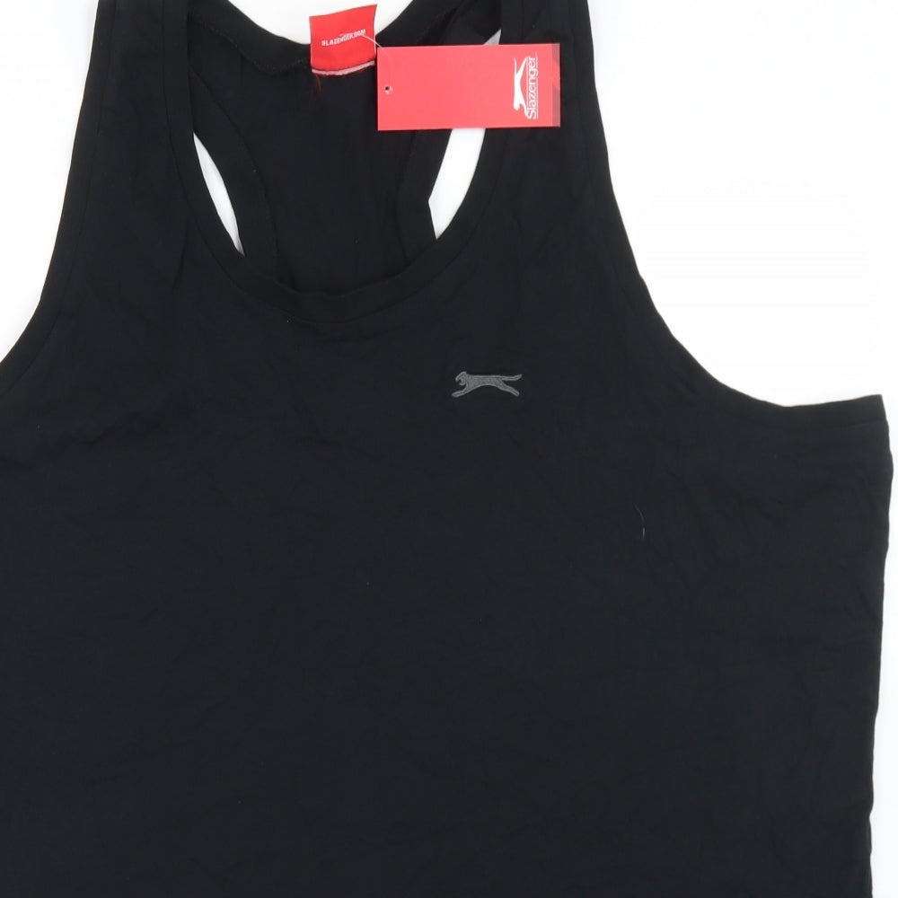 Slazenger Mens Black  Cotton Basic Tank Size 4XL Scoop Neck
