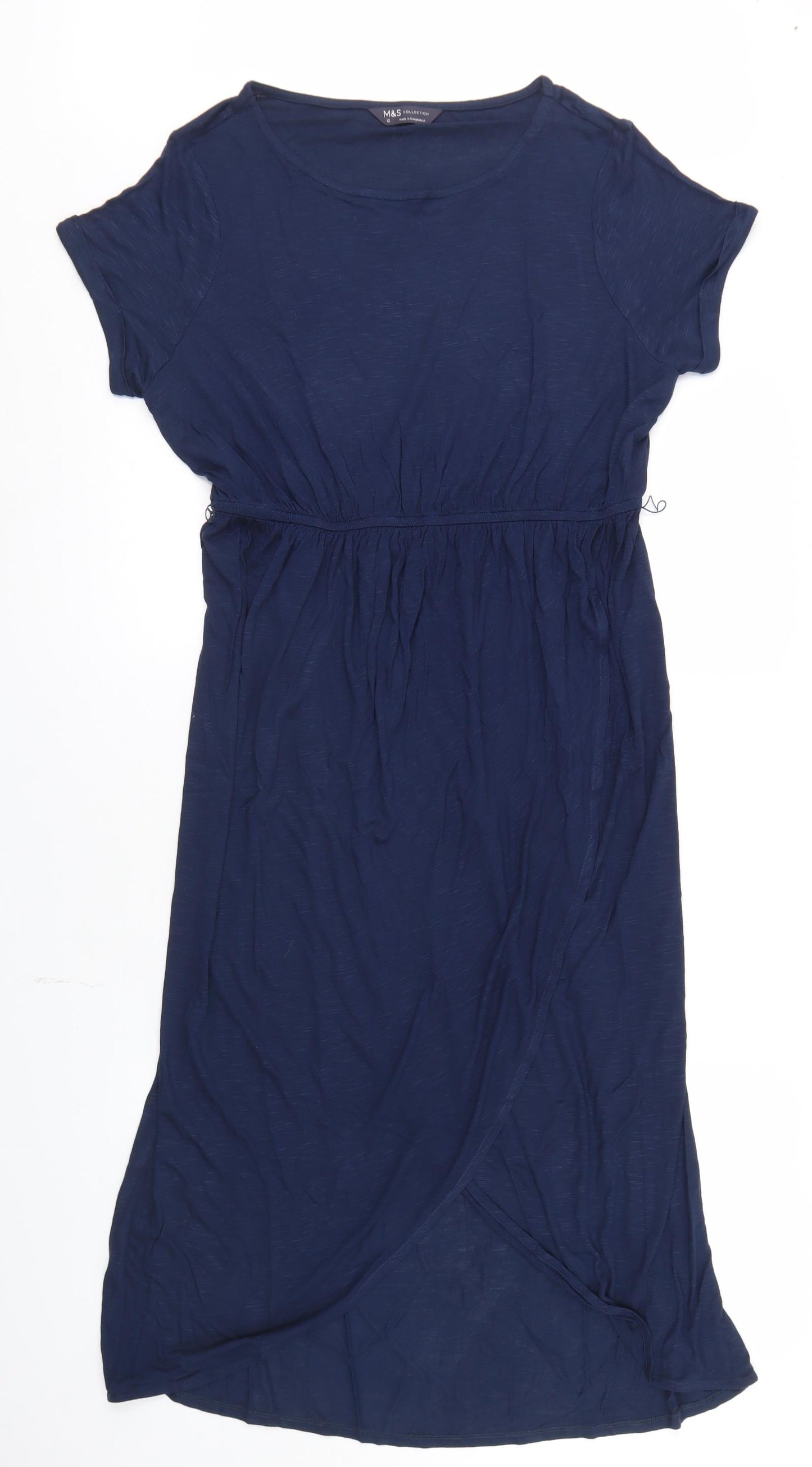 Marks and Spencer Womens Blue  Viscose Sheath  Size 12  Round Neck