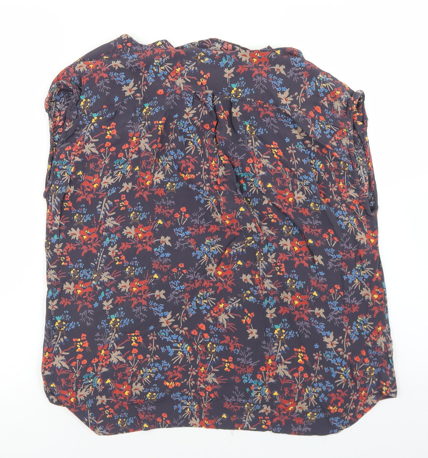 Great Plains Womens Blue Floral Viscose Basic Blouse Size L Cowl Neck