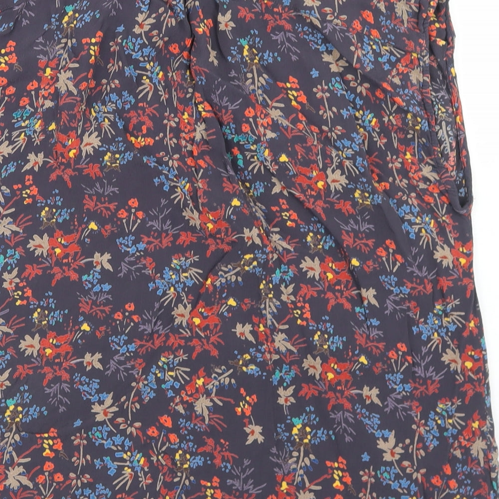 Great Plains Womens Blue Floral Viscose Basic Blouse Size L Cowl Neck