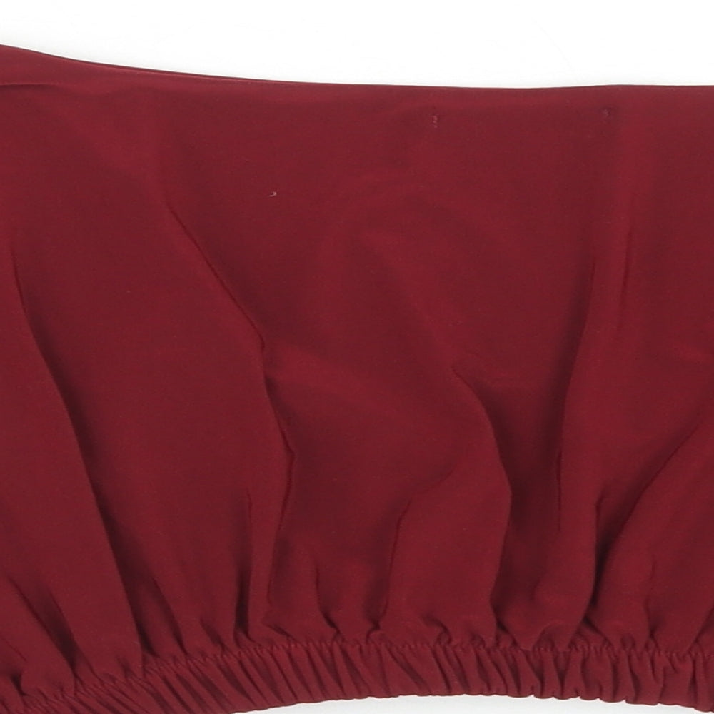 PRETTYLITTLETHING Womens Red  Polyester Cropped Blouse Size 10 V-Neck