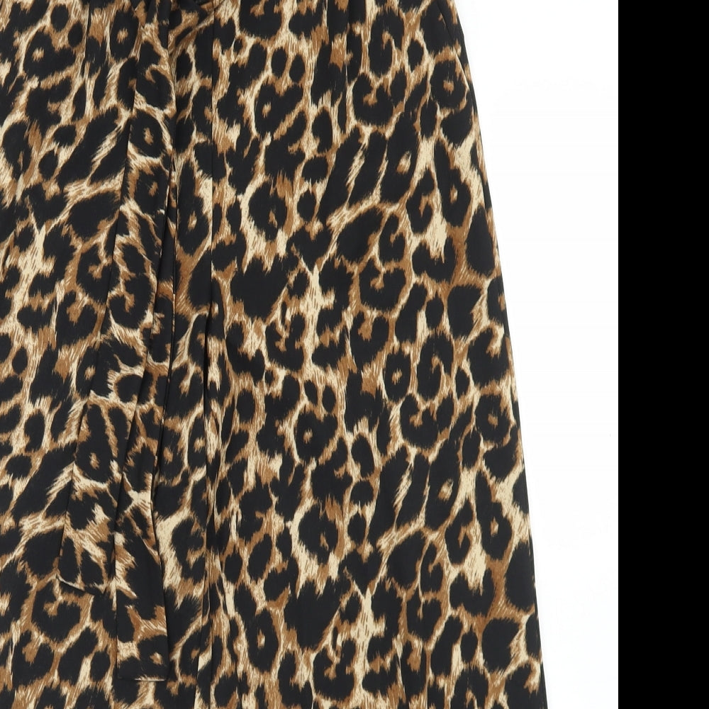 New Look Womens Brown Animal Print Polyester Trousers  Size 8 L23 in Regular