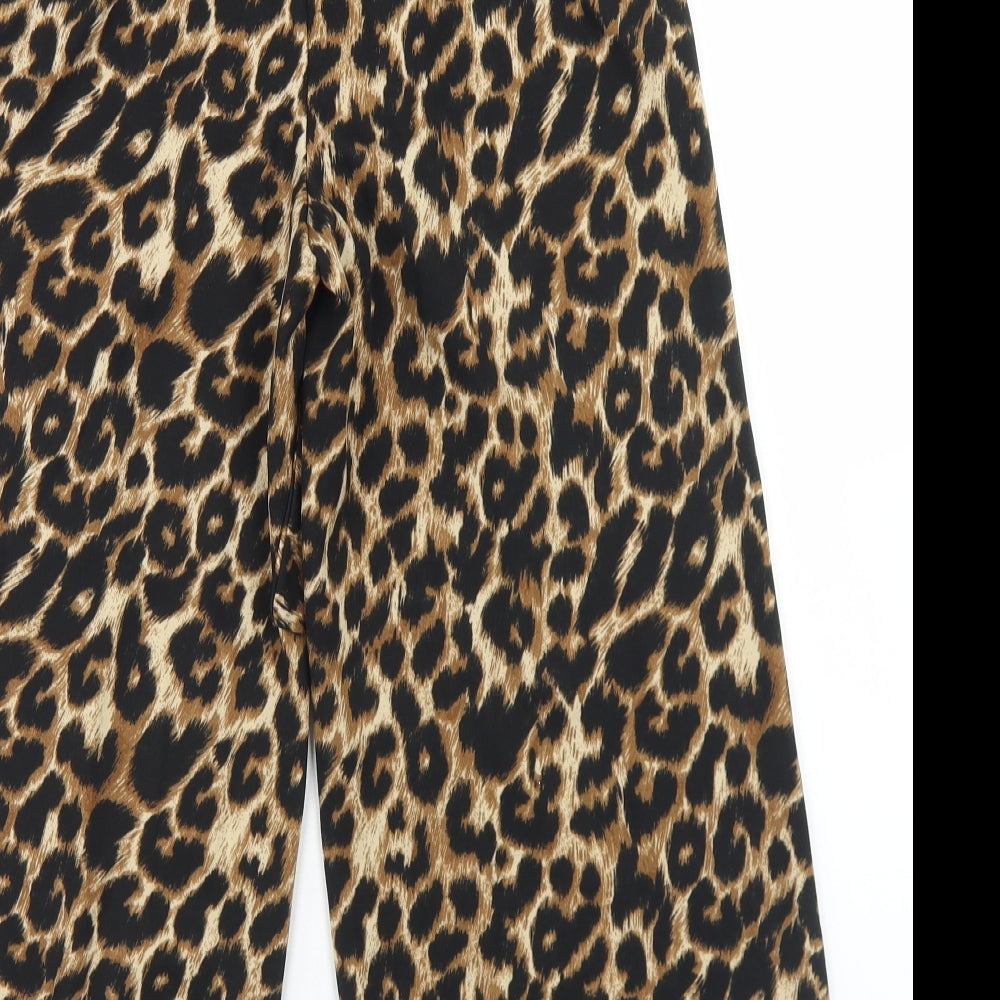 New Look Womens Brown Animal Print Polyester Trousers  Size 8 L23 in Regular