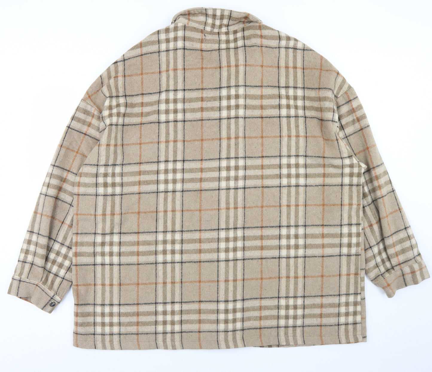 Boohoo Womens Beige Plaid  Jacket  Size 18  Snap - shacket