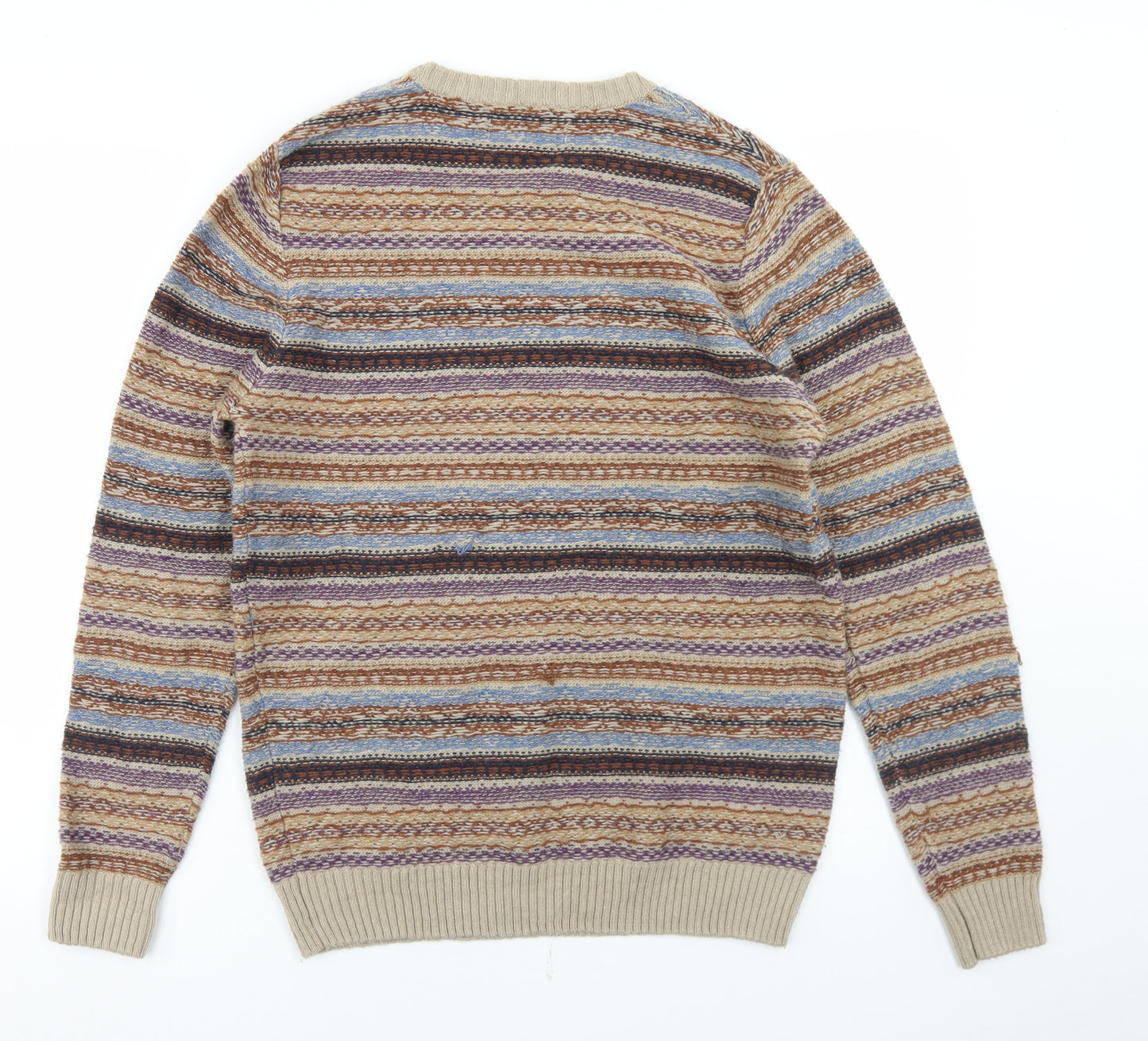 Easy Mens Multicoloured Crew Neck Fair Isle Acrylic Pullover Jumper Size S