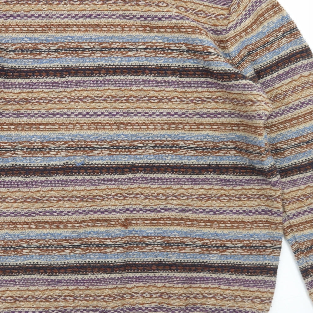 Easy Mens Multicoloured Crew Neck Fair Isle Acrylic Pullover Jumper Size S