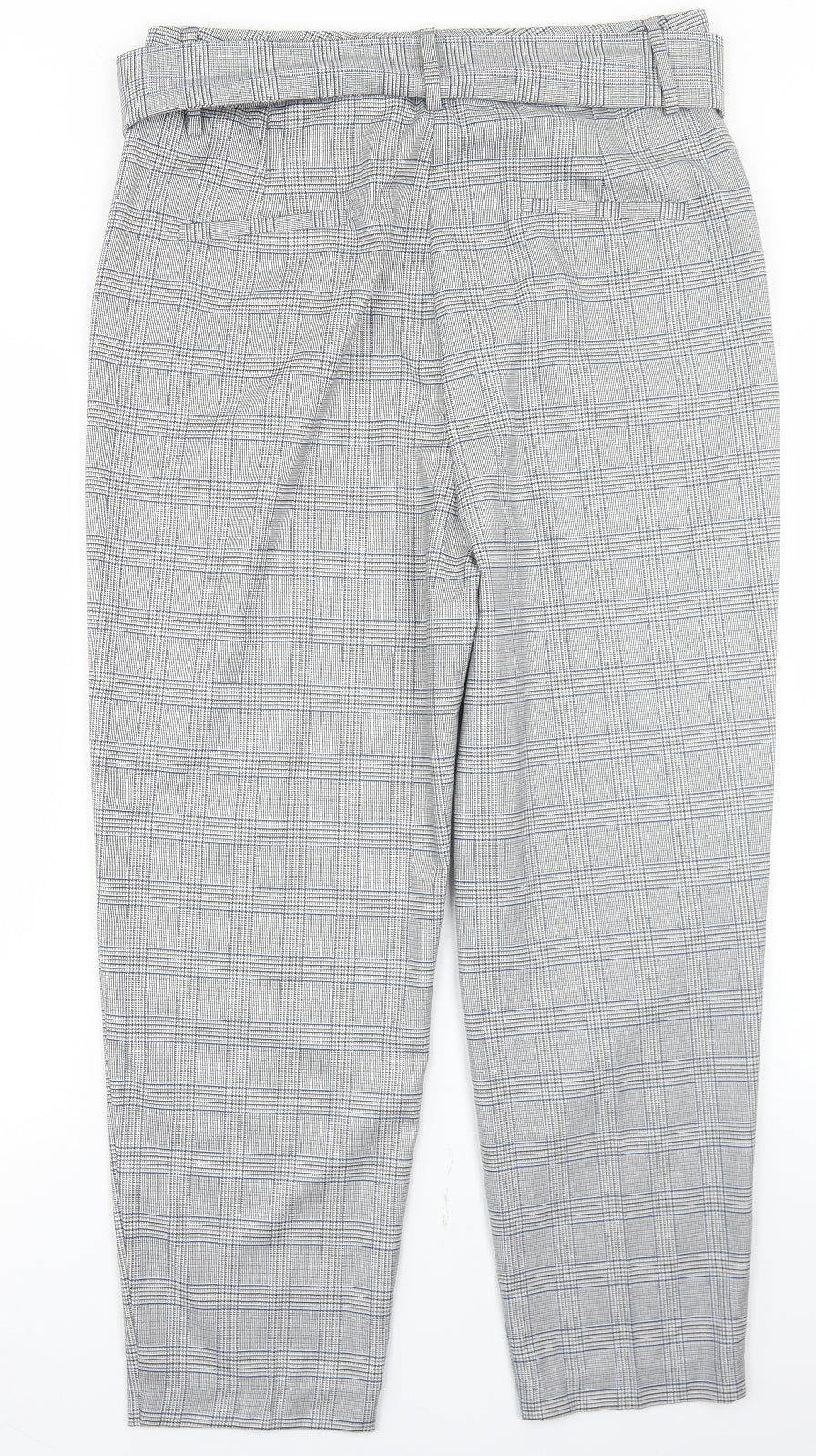 Marks and Spencer Womens Grey Plaid Polyester Dress Pants Trousers Size 14 L26 in Regular Hook & Eye