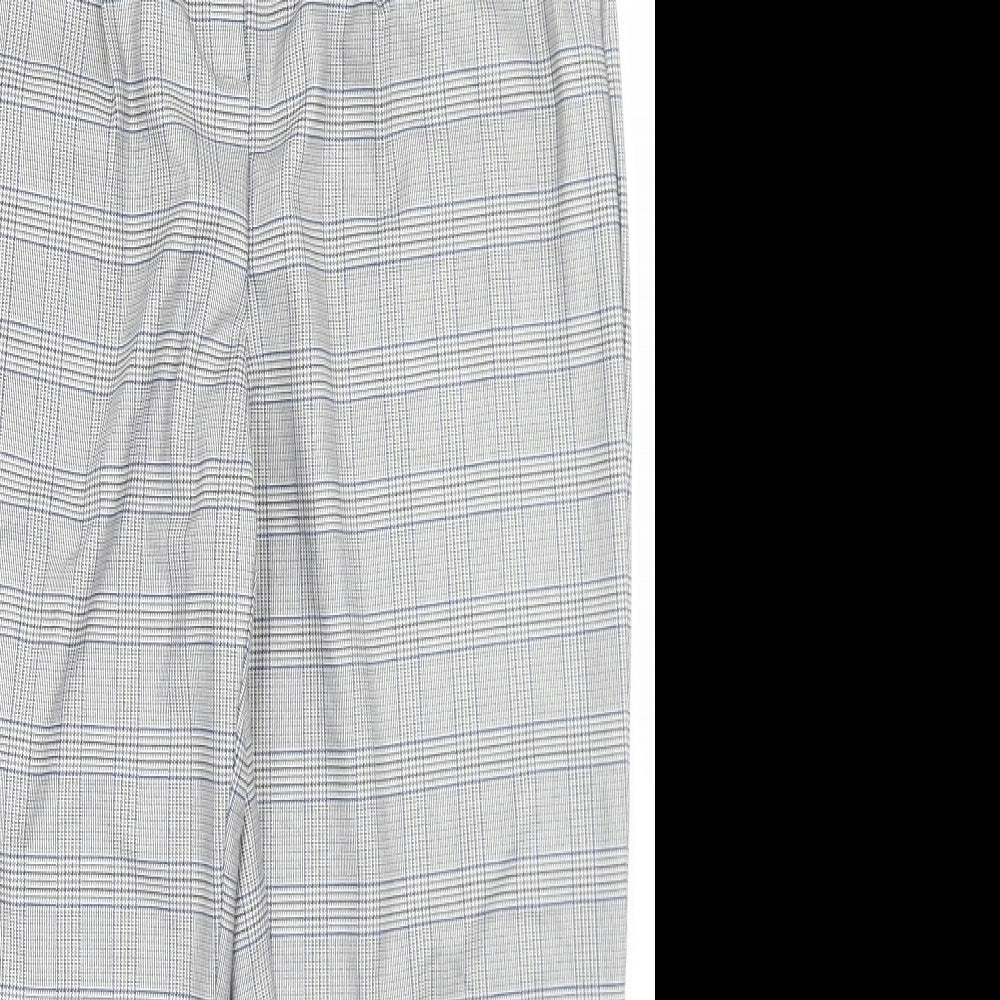 Marks and Spencer Womens Grey Plaid Polyester Dress Pants Trousers Size 14 L26 in Regular Hook & Eye