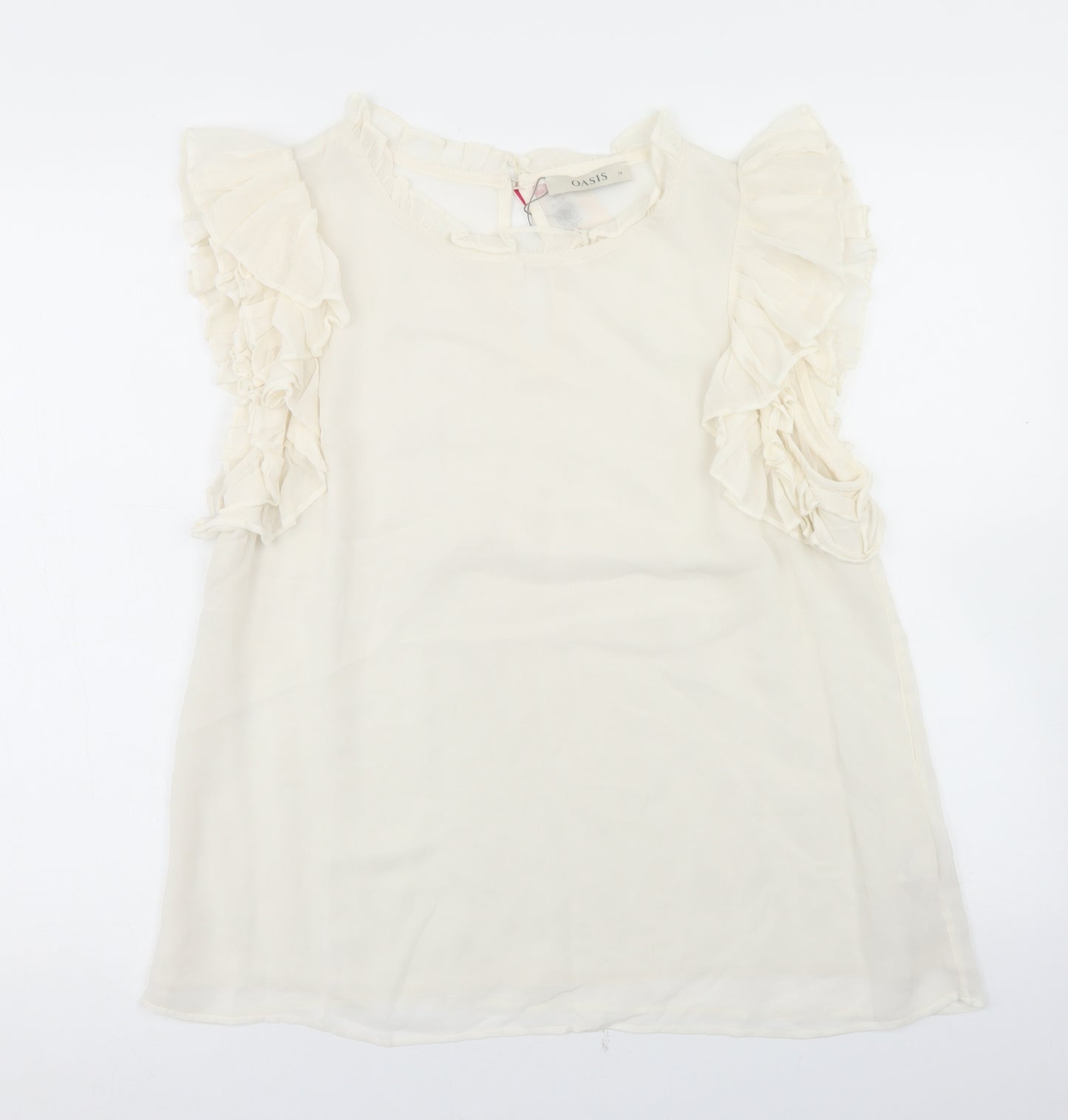 Oasis Womens Ivory  Viscose Basic Blouse Size 16 Round Neck