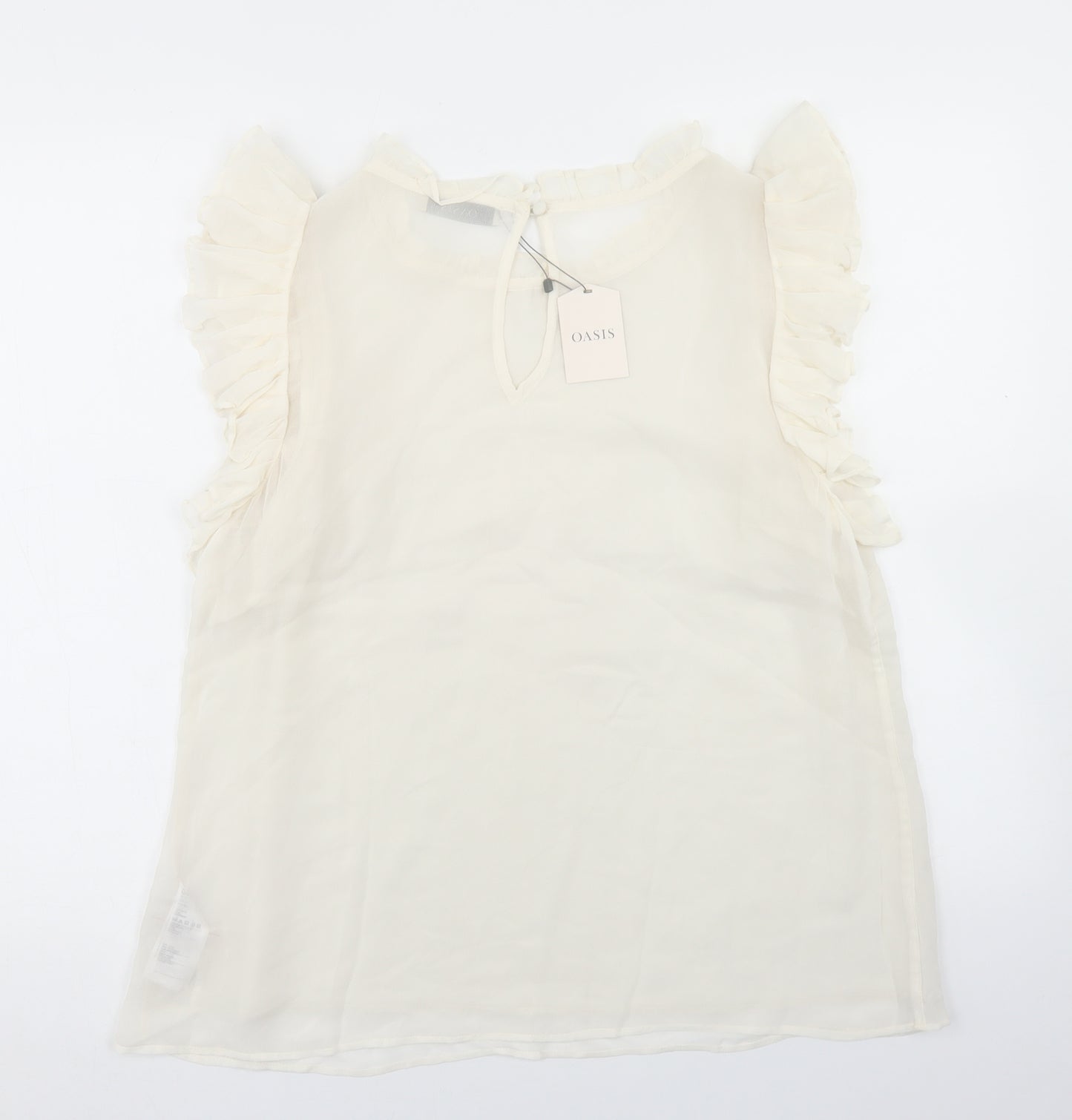 Oasis Womens Ivory  Viscose Basic Blouse Size 16 Round Neck