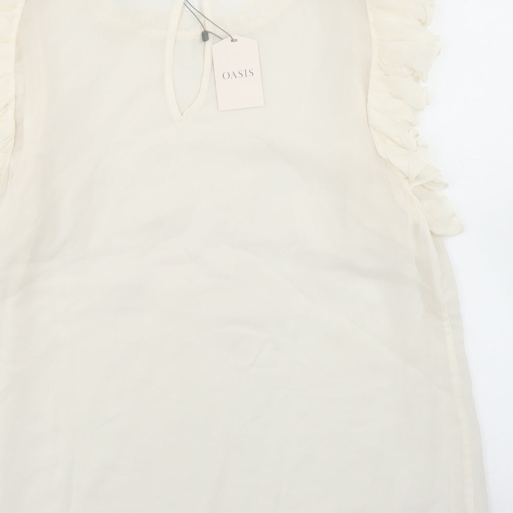 Oasis Womens Ivory  Viscose Basic Blouse Size 16 Round Neck