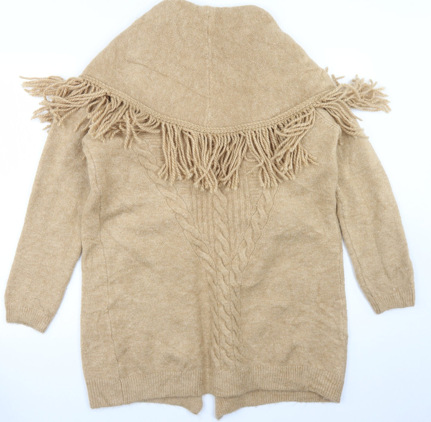 TU Womens Beige Collared  Acrylic Cardigan Jumper Size M