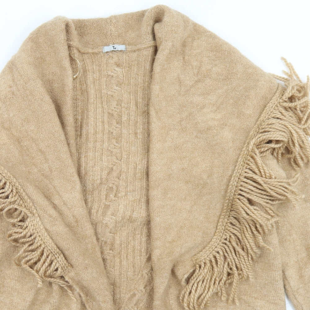 TU Womens Beige Collared  Acrylic Cardigan Jumper Size M
