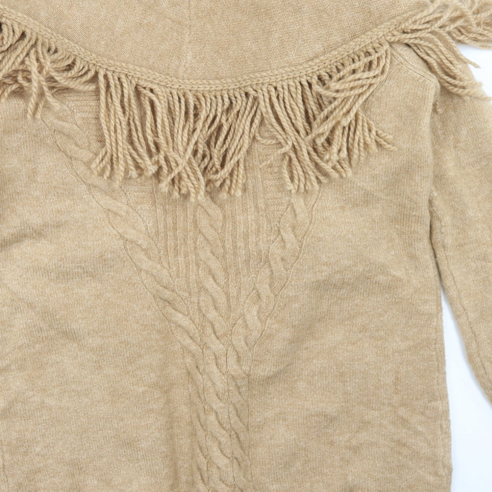 TU Womens Beige Collared  Acrylic Cardigan Jumper Size M