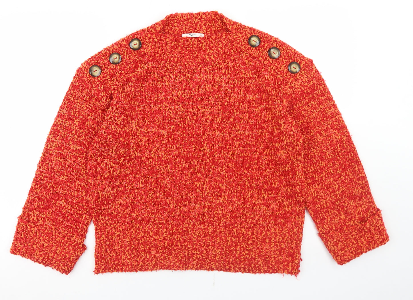 TU Womens Orange Boat Neck  Polyester Pullover Jumper Size 12