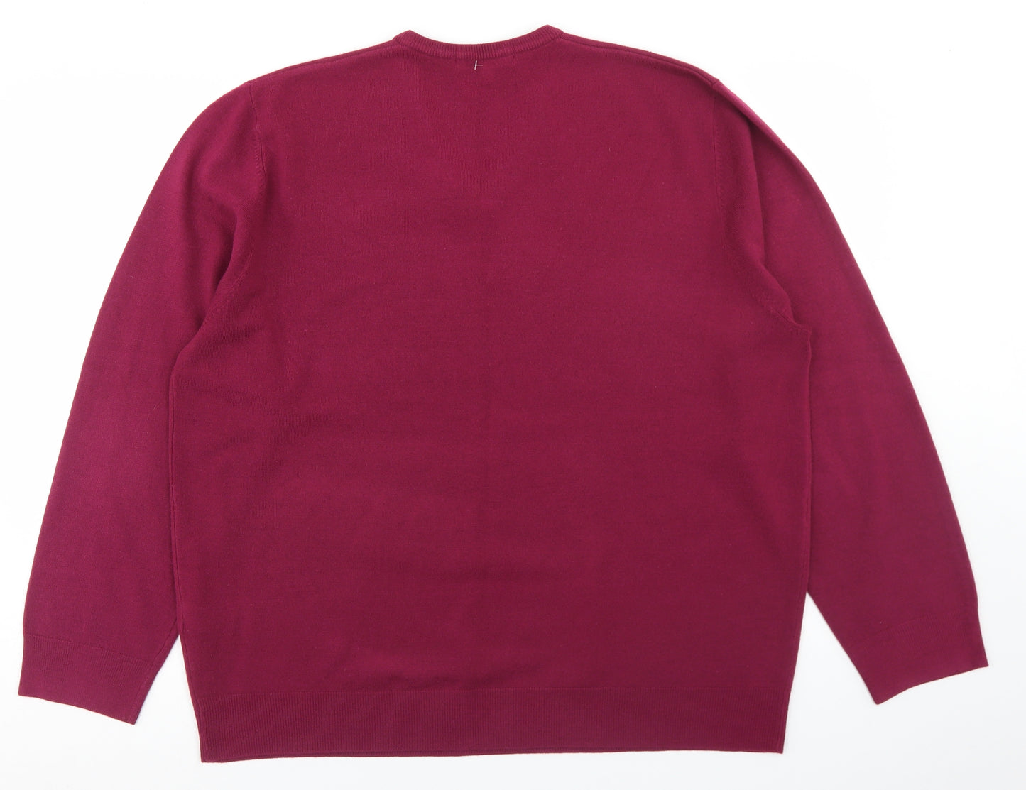 Marks and Spencer Mens Purple V-Neck  Acrylic Pullover Jumper Size 2XL
