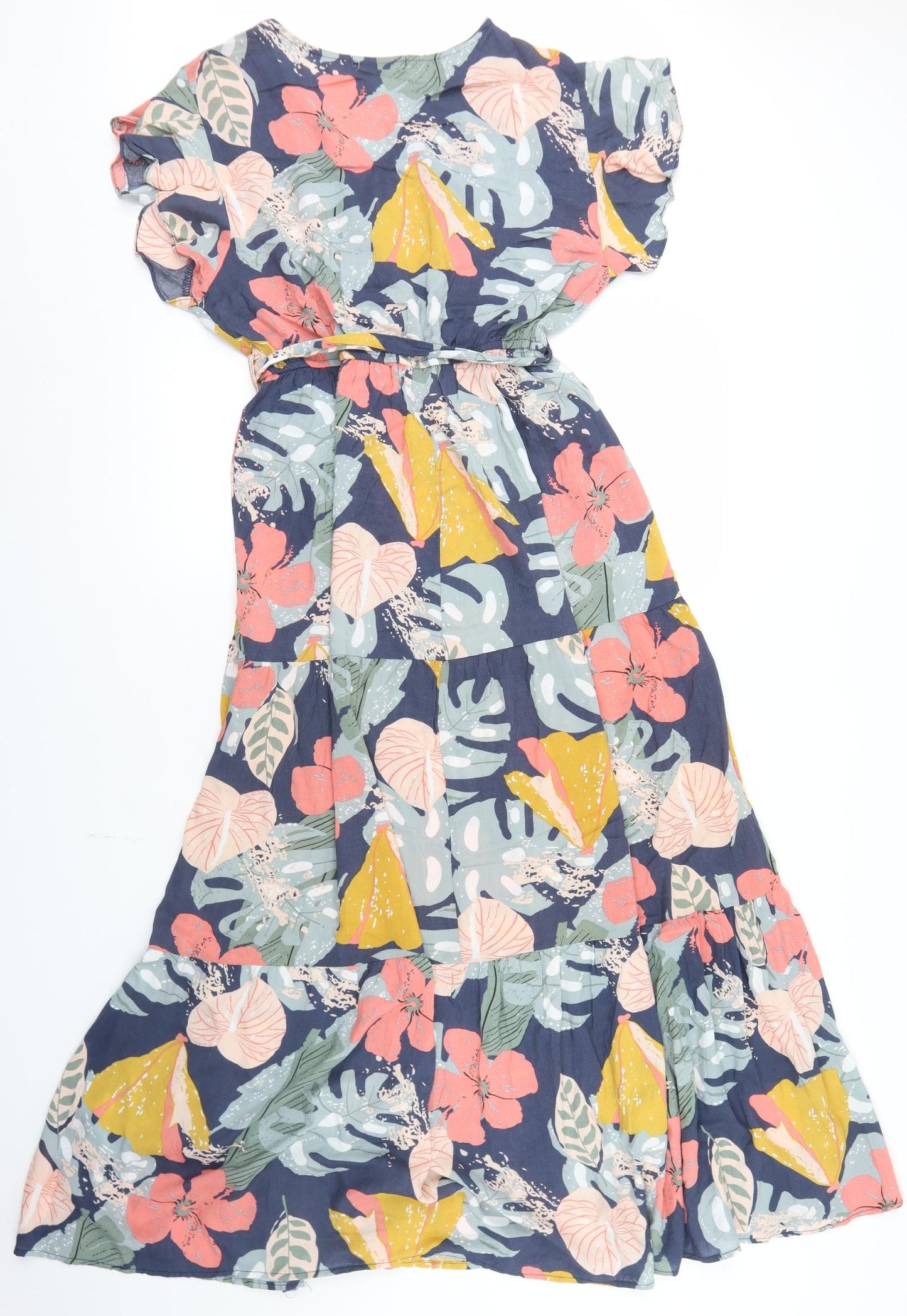 Dodo Womens Multicoloured Floral Viscose Maxi  Size XL  V-Neck