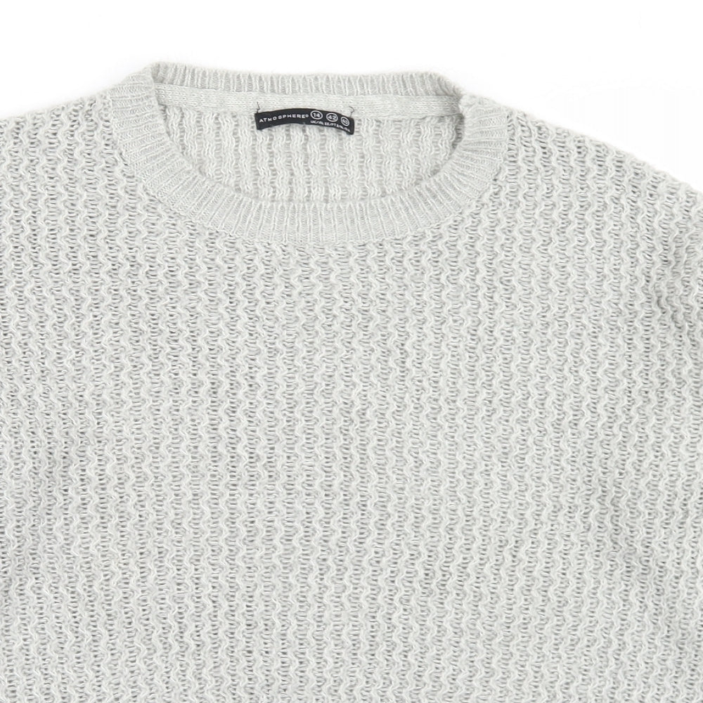 Atmosphere Womens Grey Round Neck  Acrylic Pullover Jumper Size 14