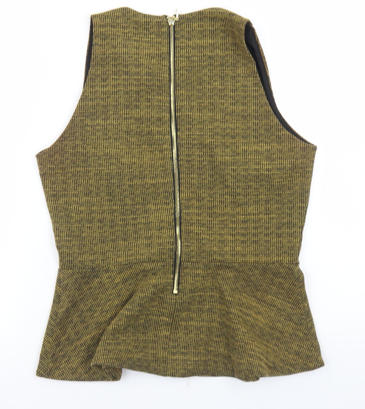 H&M Womens Yellow  Polyester Basic Blouse Size M Round Neck - Peplum