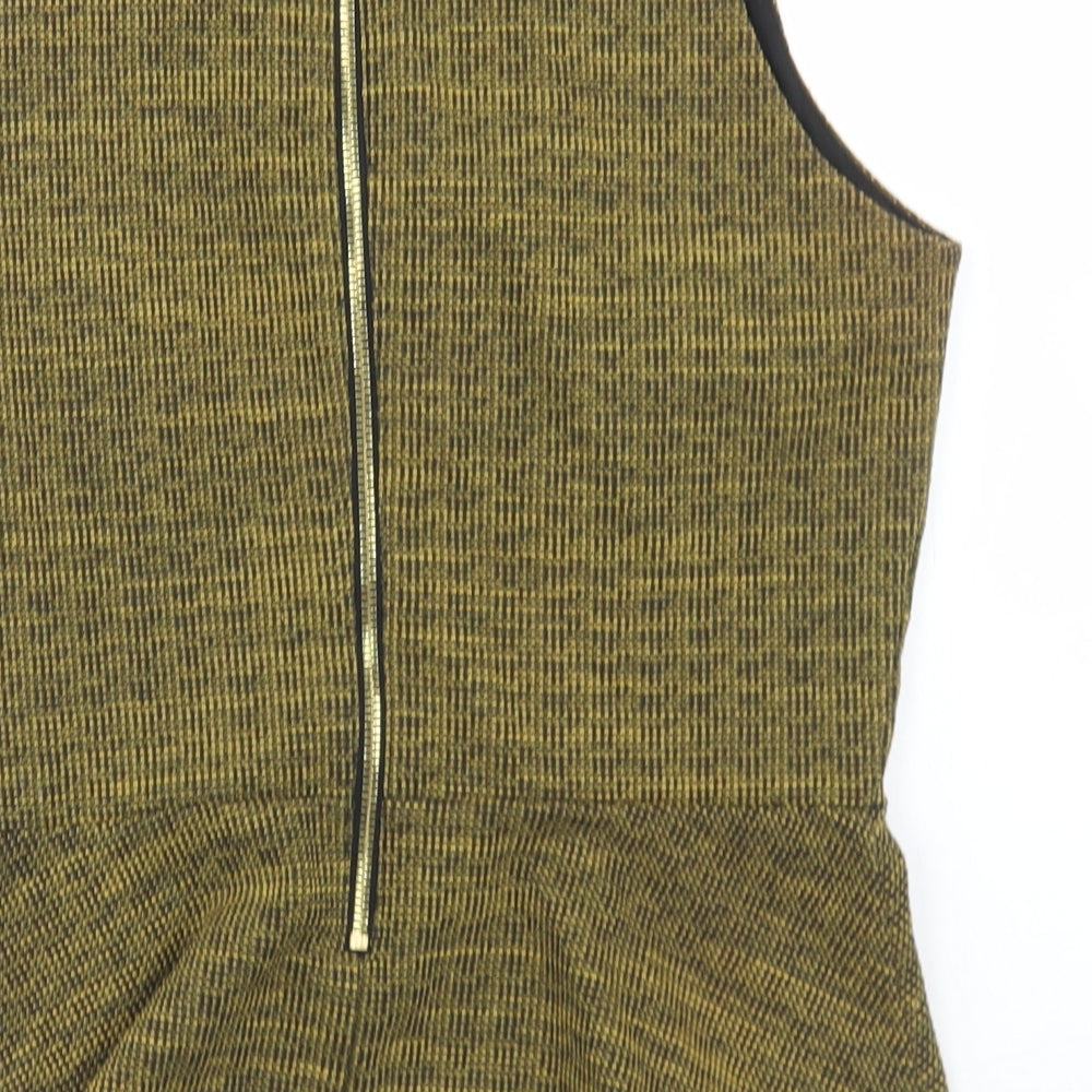 H&M Womens Yellow  Polyester Basic Blouse Size M Round Neck - Peplum