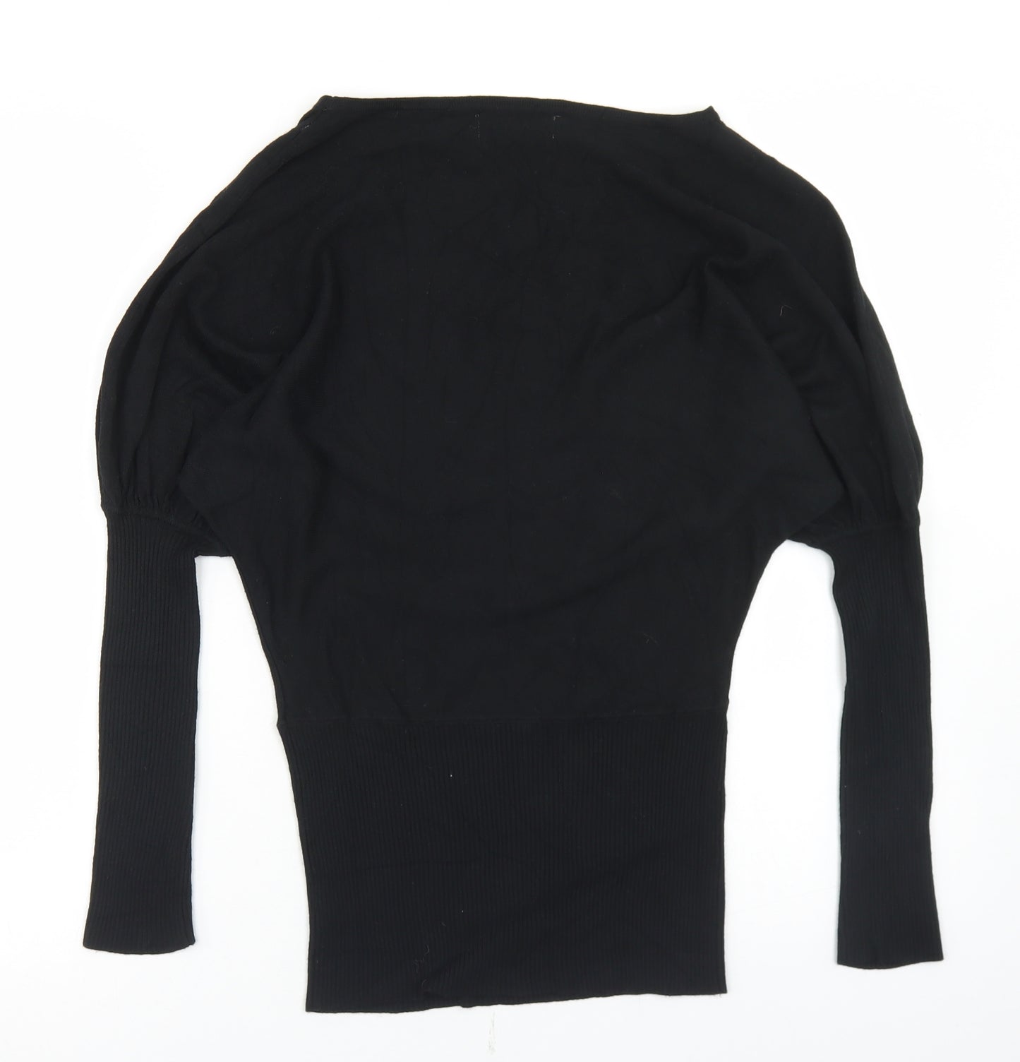 Katsumi Womens Black Round Neck  Cotton Pullover Jumper Size S