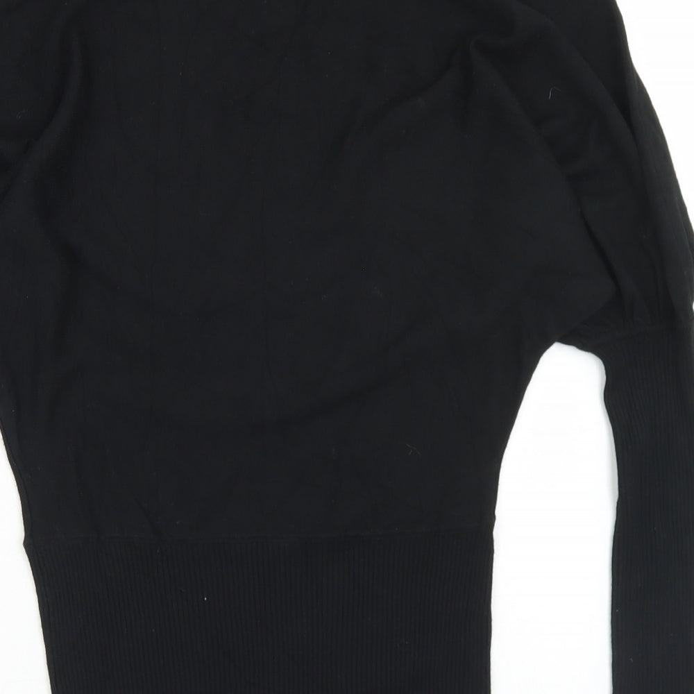 Katsumi Womens Black Round Neck  Cotton Pullover Jumper Size S