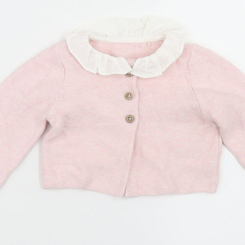 TU Girls Pink  Cotton Cardigan Jumper Size 3-6 Months  Button