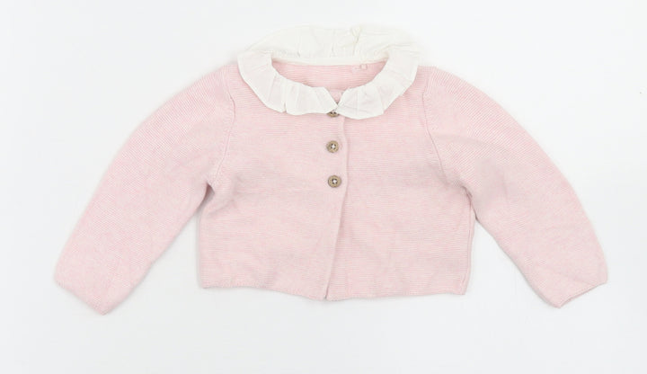 TU Girls Pink Cotton Cardigan Jumper Size 3-6 Months Button