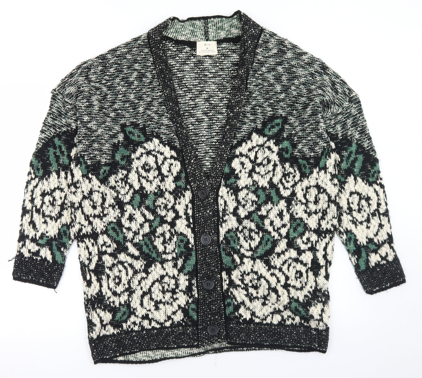 Pins & Needles Womens Multicoloured V-Neck Floral Acrylic Cardigan Jumper Size M