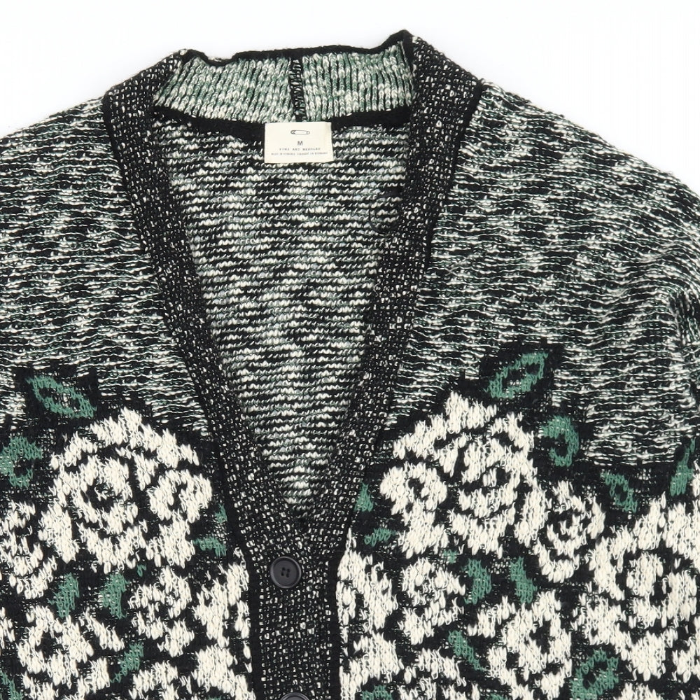 Pins & Needles Womens Multicoloured V-Neck Floral Acrylic Cardigan Jumper Size M