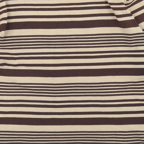 Bonmarché Womens Beige Boat Neck Striped Viscose Pullover Jumper Size S