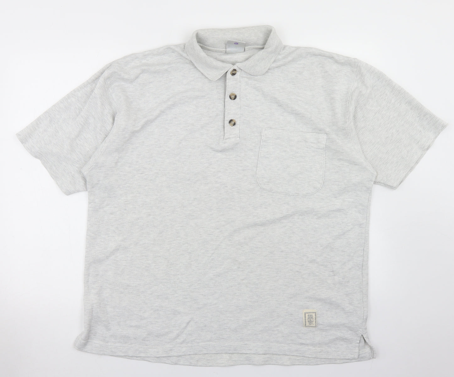 New Fast Mens Grey  Cotton  Polo Size L Collared Button