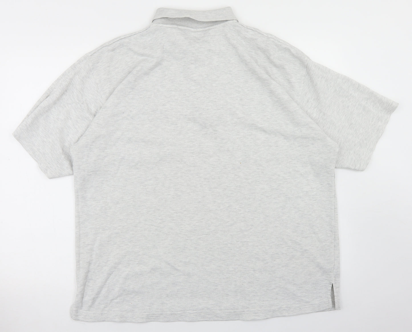 New Fast Mens Grey  Cotton  Polo Size L Collared Button