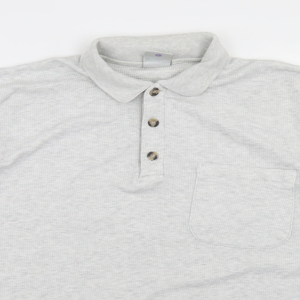 New Fast Mens Grey  Cotton  Polo Size L Collared Button