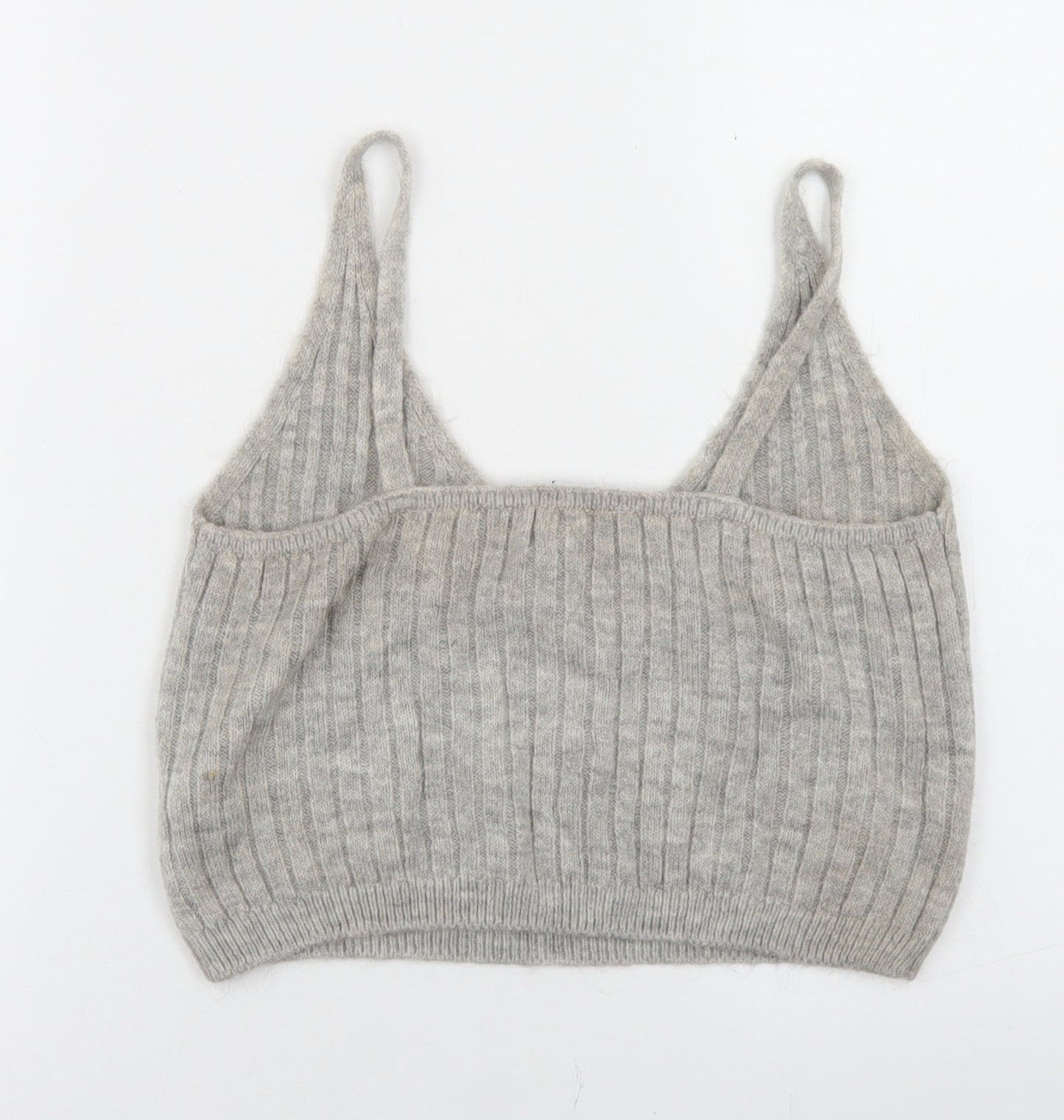 Primark Womens Grey  Acrylic Cropped Tank Size L V-Neck