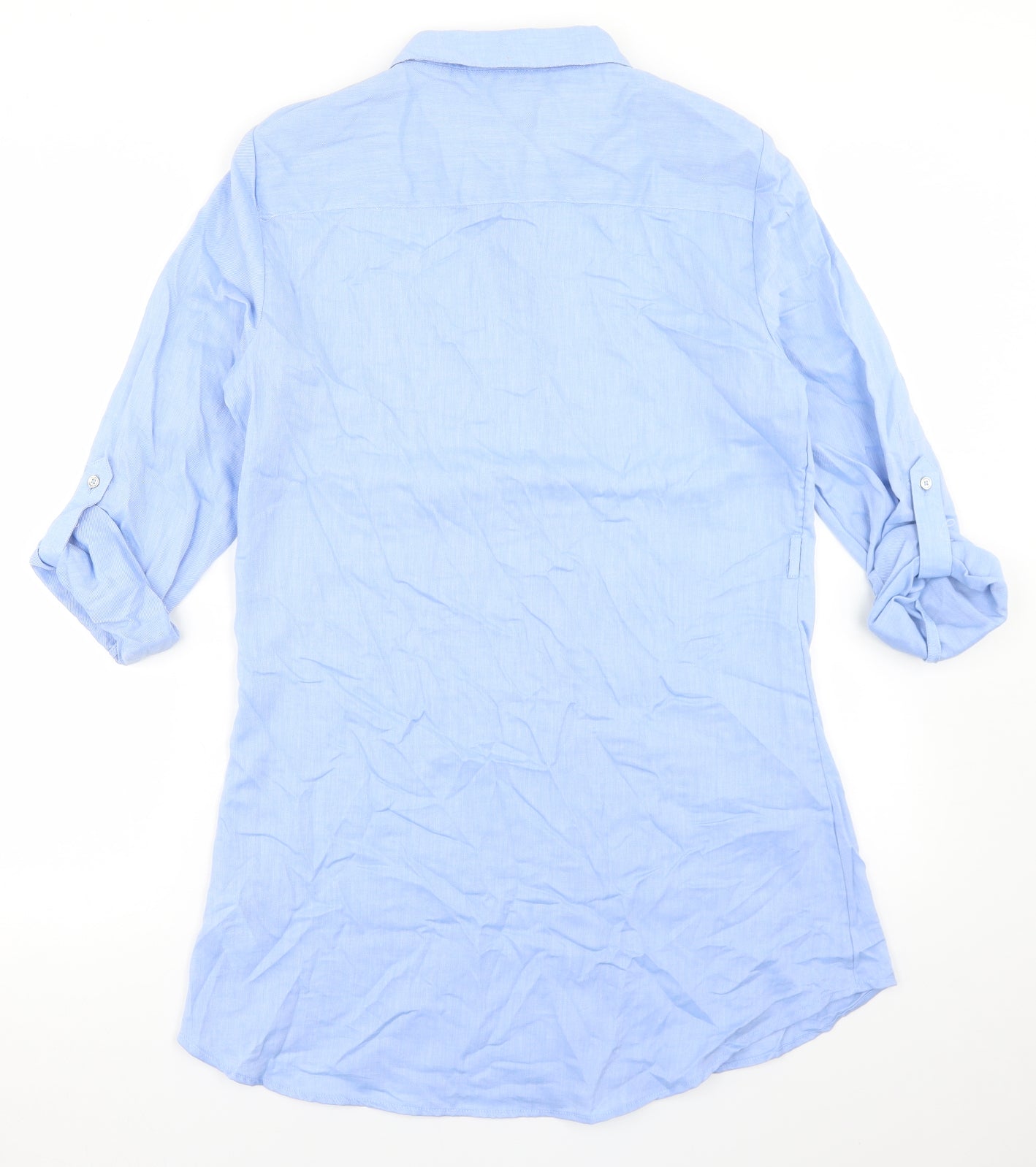 Primark Womens Blue  Cotton Shirt Dress  Size 12  Collared Button