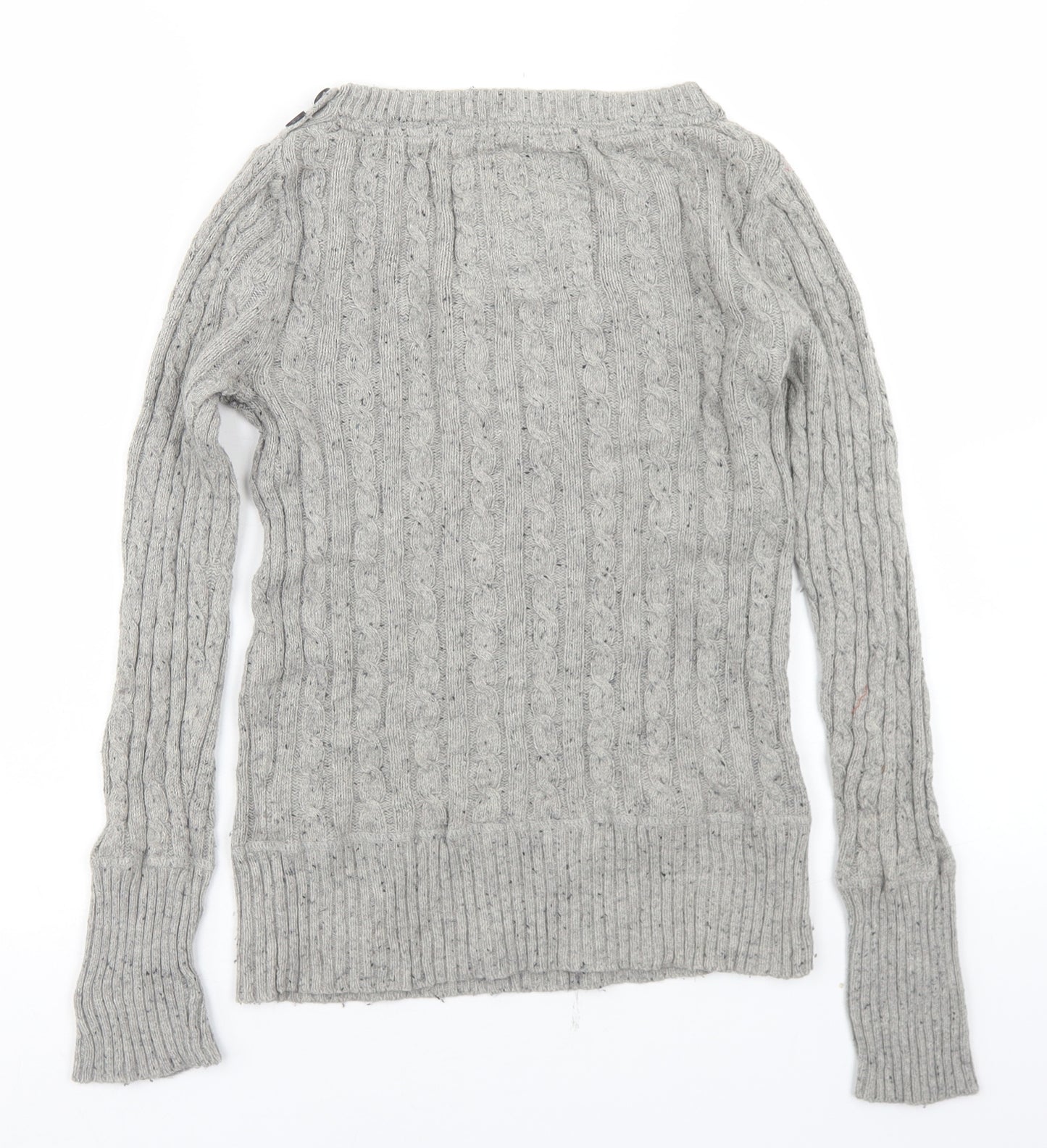 Superdry Womens Grey Boat Neck  Cotton Pullover Jumper Size XS