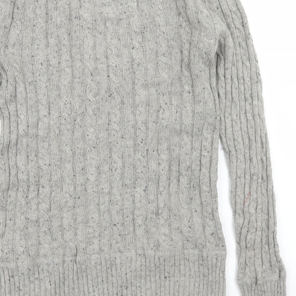 Superdry Womens Grey Boat Neck  Cotton Pullover Jumper Size XS