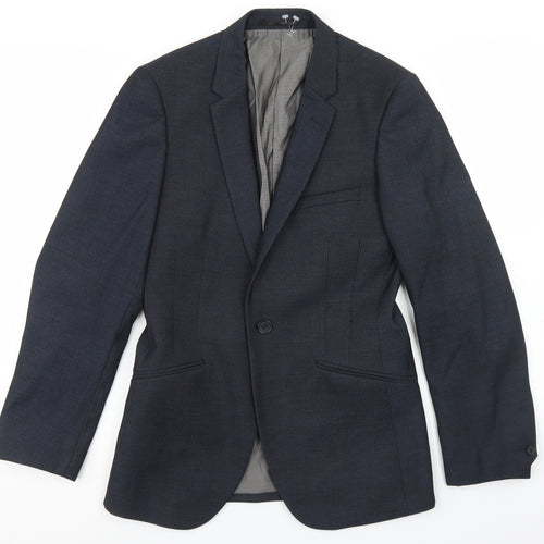 OneSix5ive Mens Blue  Polyester Jacket Blazer Size 34