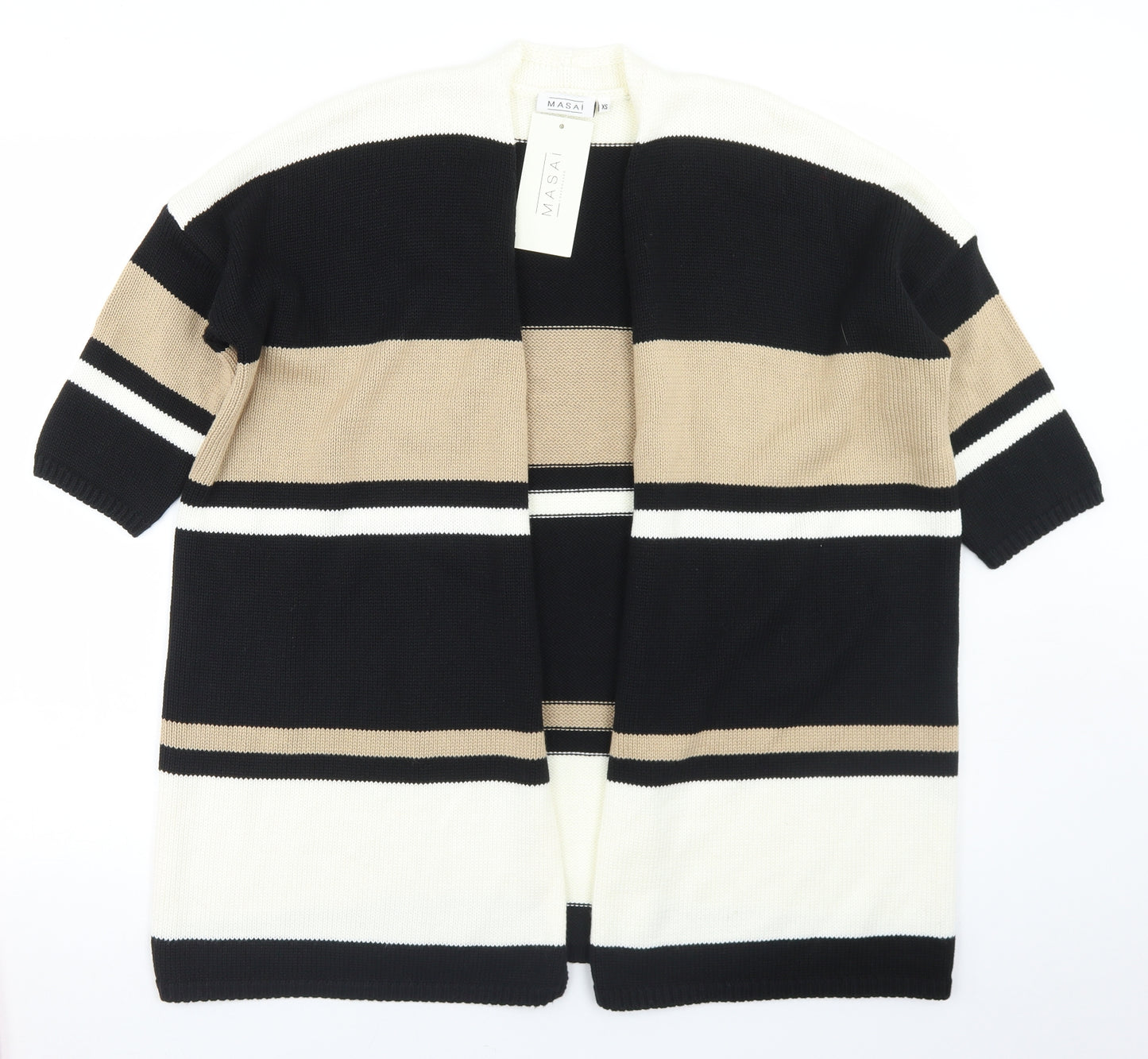 Masai Womens Multicoloured Round Neck Striped Acrylic Cardigan Jumper Size XS