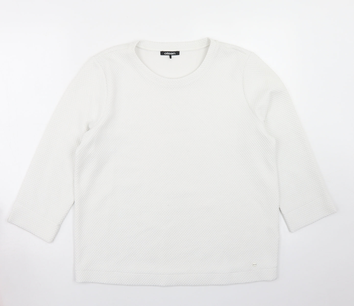 Olsen Womens White  Polyester Basic T-Shirt Size 12 Round Neck
