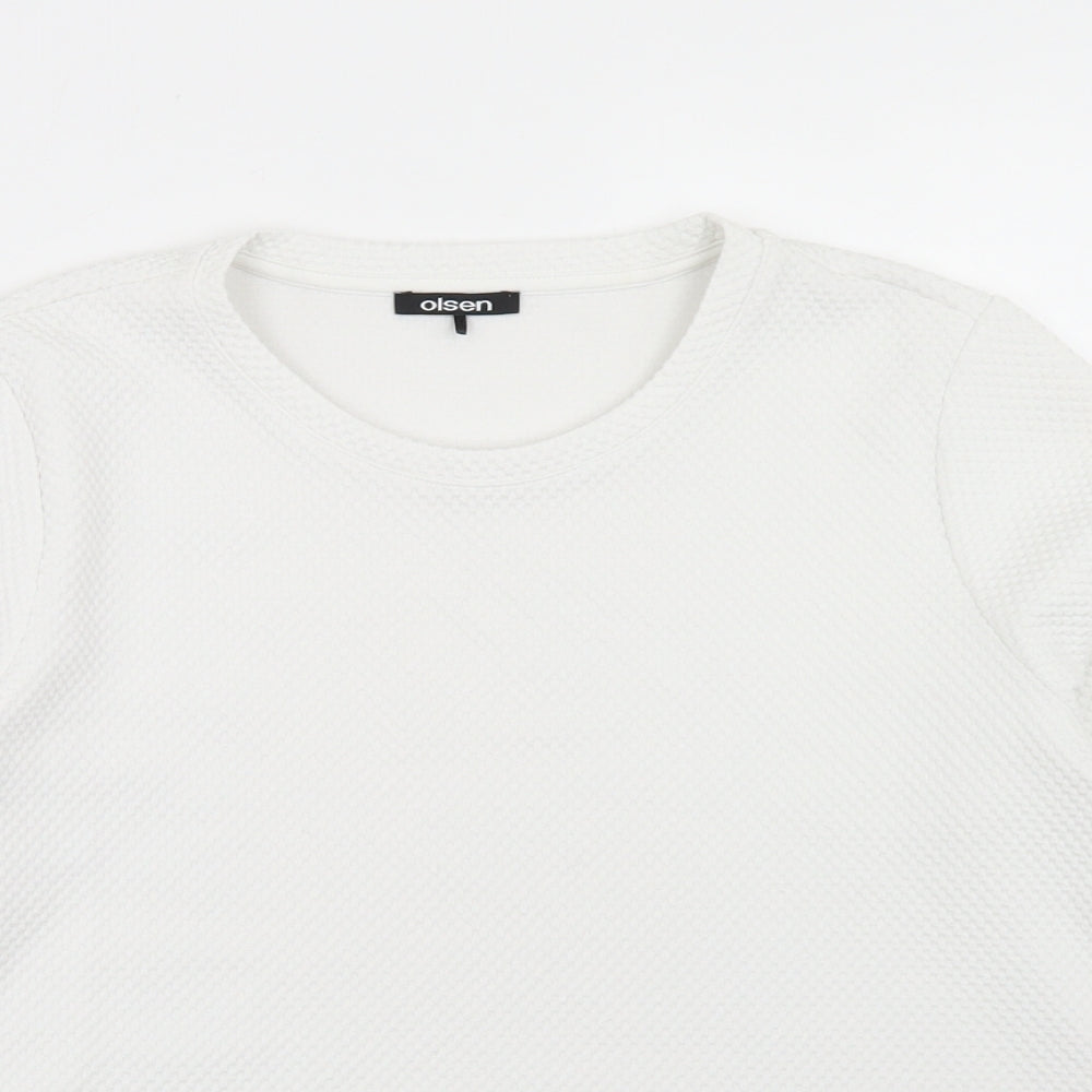 Olsen Womens White  Polyester Basic T-Shirt Size 12 Round Neck