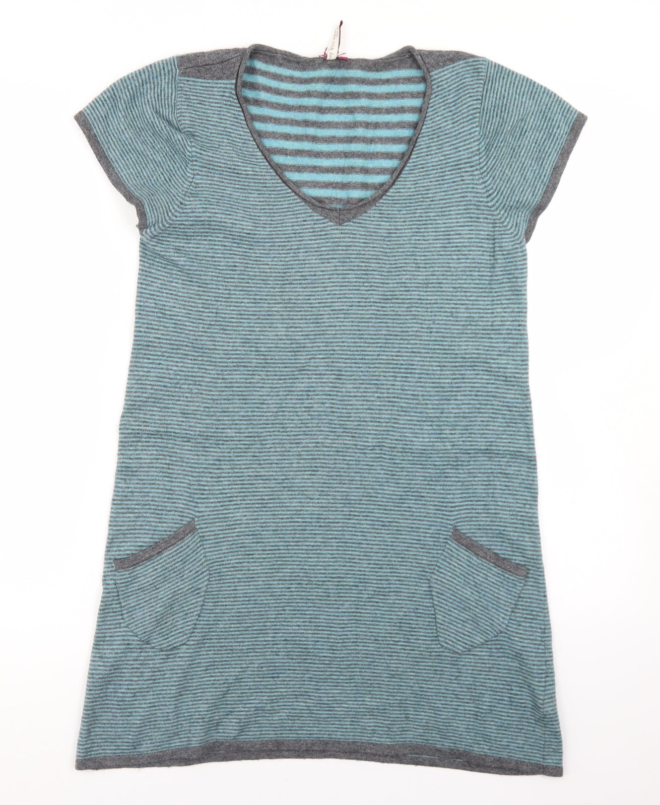 White Stuff Womens Blue Striped Viscose Fit & Flare  Size 14  V-Neck