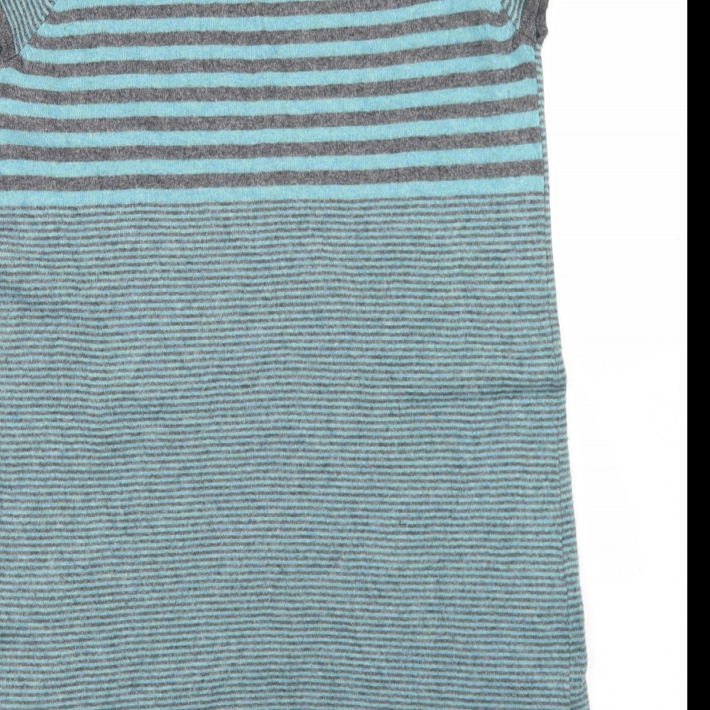 White Stuff Womens Blue Striped Viscose Fit & Flare  Size 14  V-Neck
